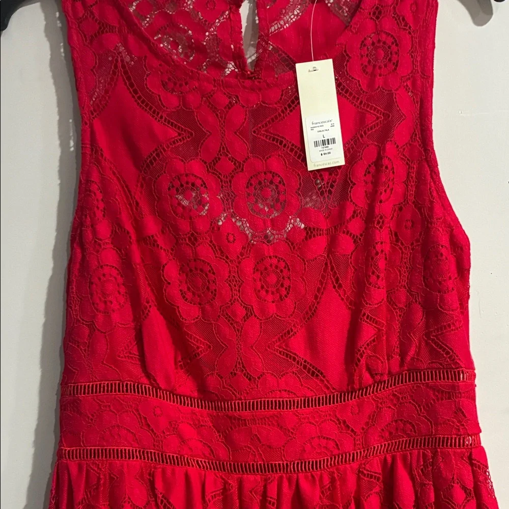 Francesca’s Miami NWT Elegant Red Lace Maxi Dress - Picture 12 of 12